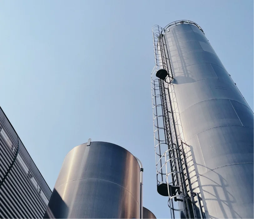 Exterior of grain silos